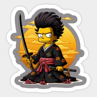 Samurai Cartoon Art Sticker